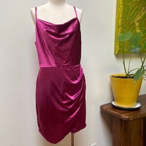 BCX Magenta Satin Mini Dress New